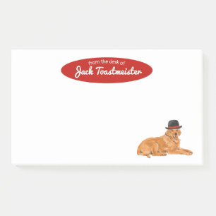 Golden Retriever with Hat Painting Post-it Notes