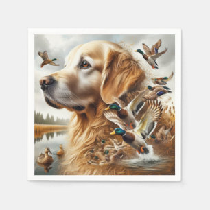 Golden Retriever With Mallard Ducks Napkins