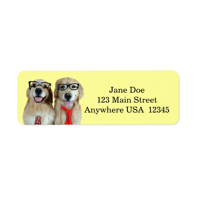 Golden Retriever With Nerd Glasses Label (Front)