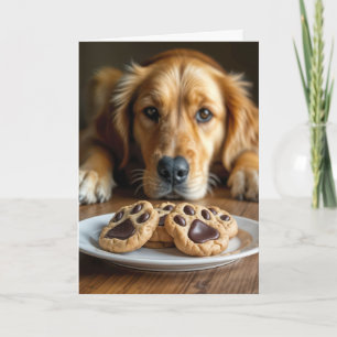 Golden Retriever With Pawprint Cookies Card