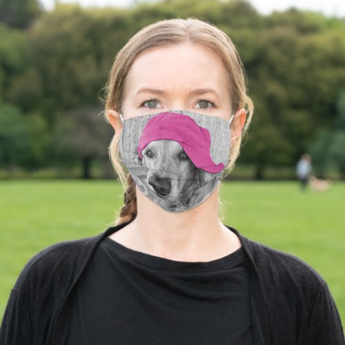 golden retriever with pink cap adult cloth face mask