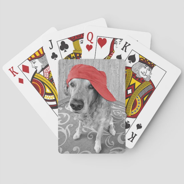 Golden Retriever with red cap Poker Cards (Back)