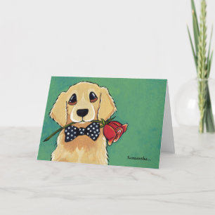 Golden Retriever with Rose Thank You Card