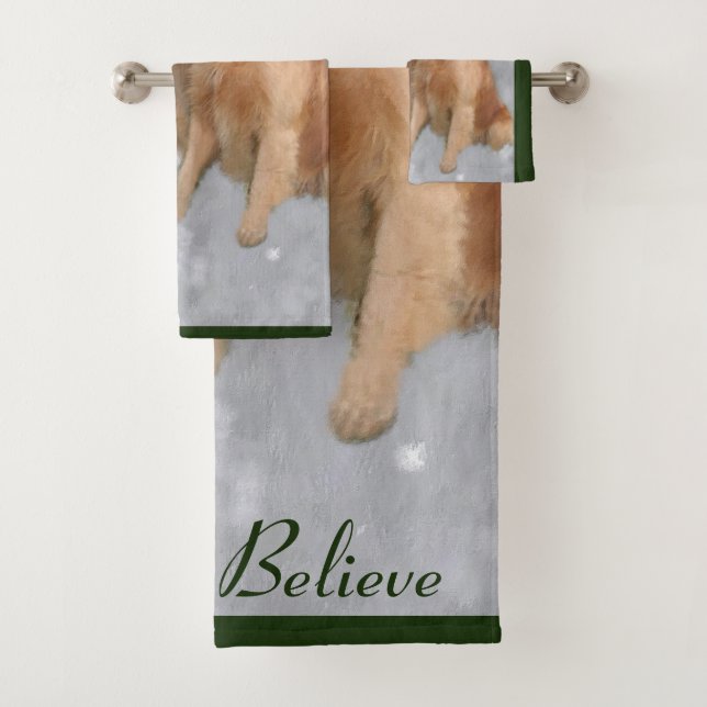 Golden Retriever with Santa Christmas Bath Towel Set (Insitu)
