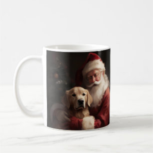 Golden Retriever With Santa Clause Christmas Coffee Mug