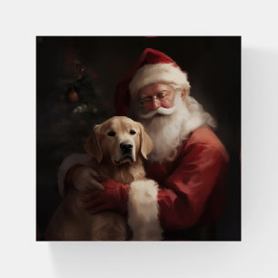 Golden Retriever With Santa Clause Christmas Paperweight