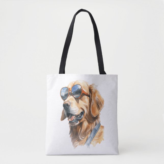 Golden Retriever with Sunglasses 2 Tote Bag (Front)