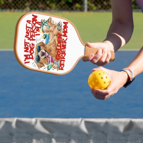 Golden Retriever With Sunglasses and Drink Pickleball Paddle