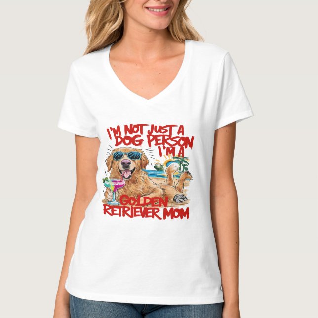 Golden Retriever With Sunglasses and Drink T-Shirt (Front)