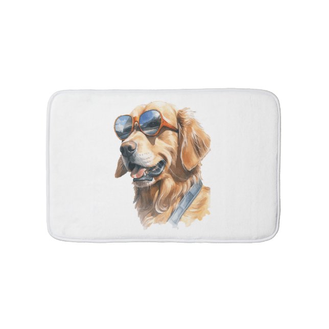 Golden Retriever with Sunglasses  Bath Mat (Front)