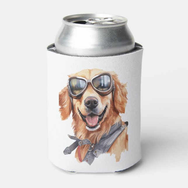 Golden Retriever with Sunglasses  Can Cooler (Can Front)
