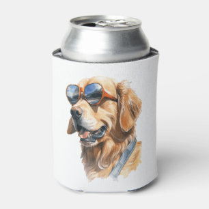 Golden Retriever with Sunglasses Can Cooler