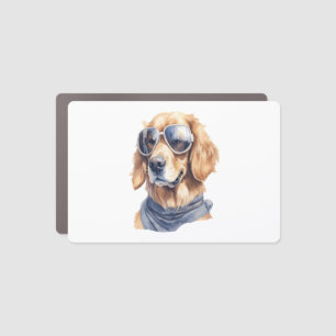 Golden Retriever with Sunglasses Car Magnet
