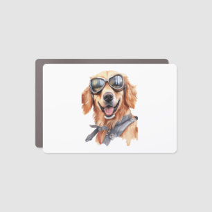 Golden Retriever with Sunglasses Car Magnet
