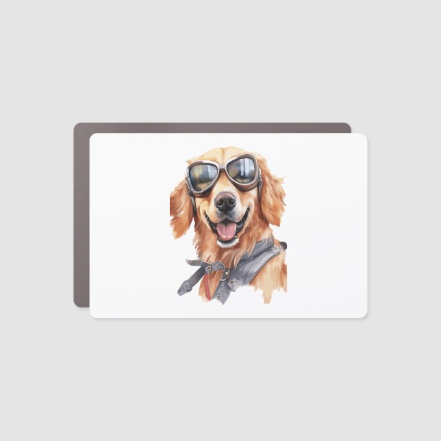 Golden Retriever with Sunglasses  Car Magnet (Front)