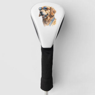 Golden Retriever with Sunglasses Golf Head Cover