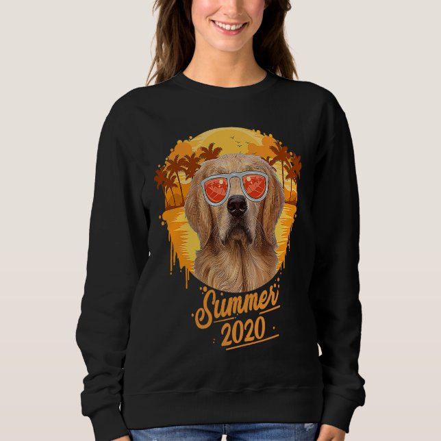 Golden Retriever With Sunglasses Palm Tree Beach S Sweatshirt (Front)