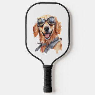 Golden Retriever with Sunglasses  Pickleball Paddle