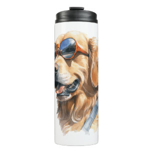 Golden Retriever with Sunglasses  Thermal Tumbler