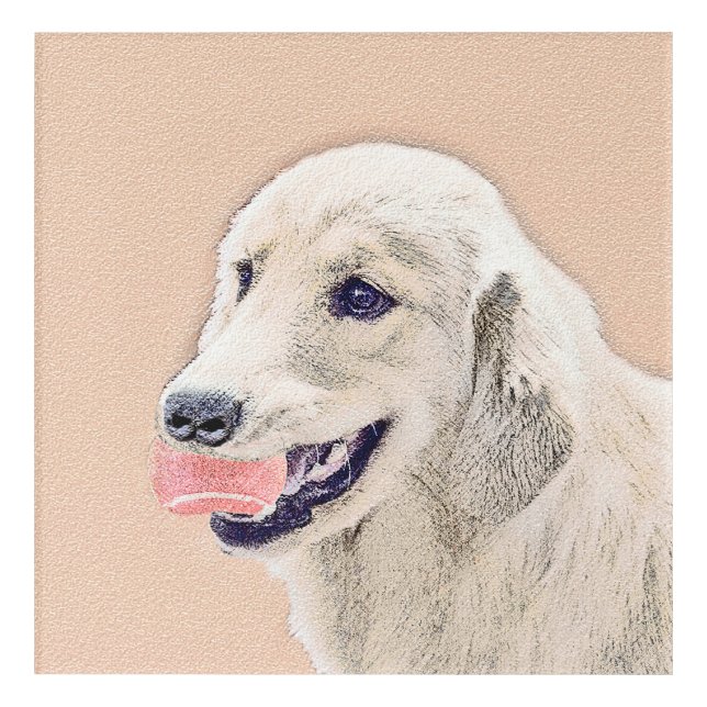 Golden Retriever with Tennis Ball Painting Dog Art (Front)