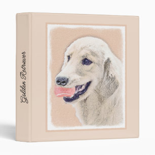 Golden Retriever with Tennis Ball Painting Dog Art 3 Ring Binder