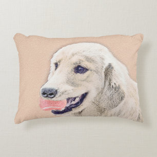 Golden Retriever with Tennis Ball Painting Dog Art Accent Pillow