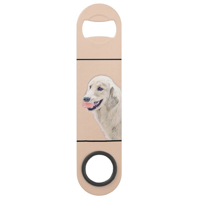 Golden Retriever with Tennis Ball Painting Dog Art Bar Key (Back)