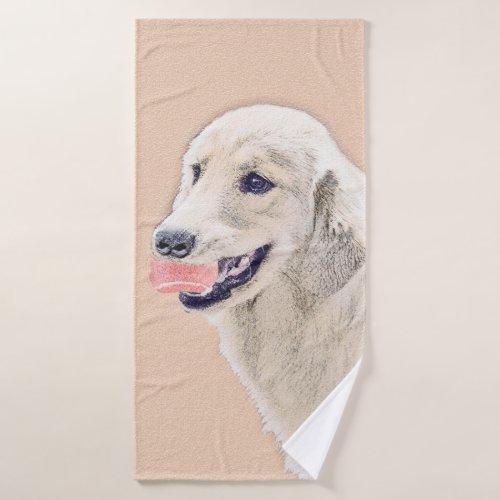 Golden Retriever with Tennis Ball Painting Dog Art Bath Towel Set