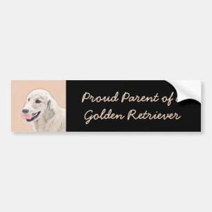 Golden Retriever with Tennis Ball Painting Dog Art Bumper Sticker