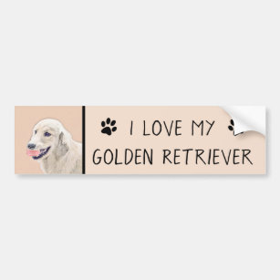 Golden Retriever with Tennis Ball Painting Dog Art Bumper Sticker