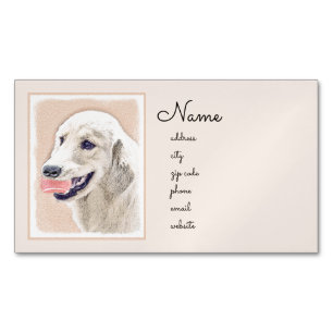 Golden Retriever with Tennis Ball Painting Dog Art Business Card Magnet