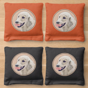 Golden Retriever with Tennis Ball Painting Dog Art Cornhole Bags