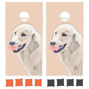 Golden Retriever with Tennis Ball Painting Dog Art Cornhole Set