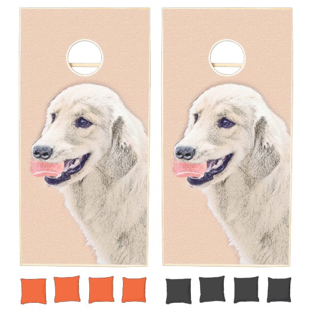 Golden Retriever with Tennis Ball Painting Dog Art Cornhole Set (Set)