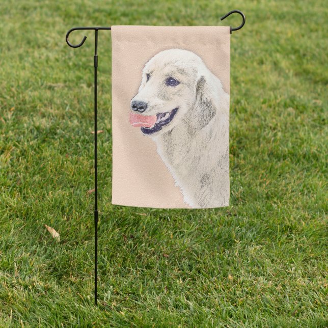 Golden Retriever with Tennis Ball Painting Dog Art Garden Flag (In SItu)