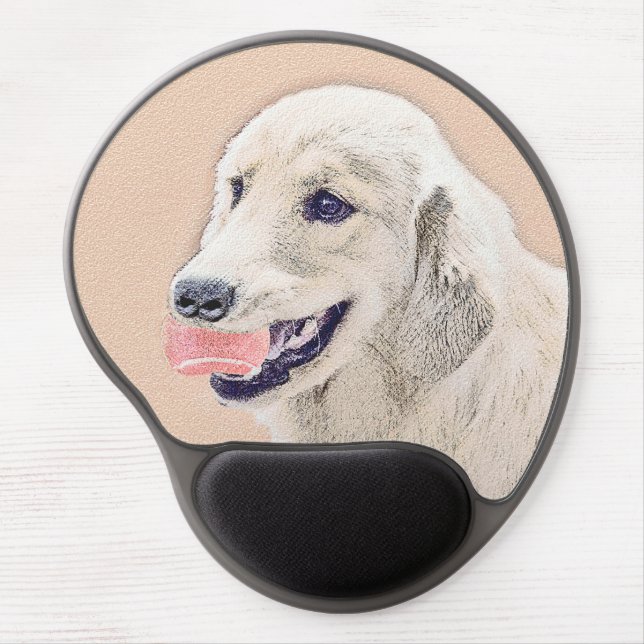 Golden Retriever with Tennis Ball Painting Dog Art Gel Mouse Pad (Front)