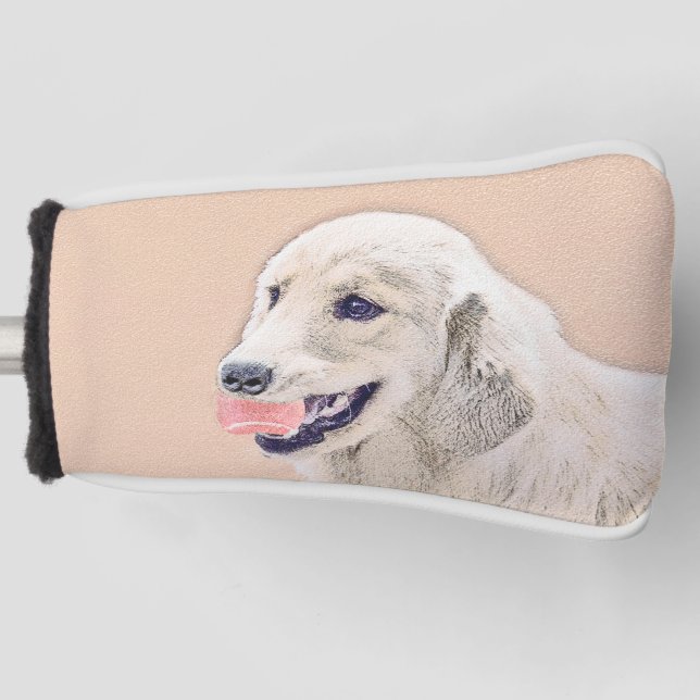Golden Retriever with Tennis Ball Painting Dog Art Golf Head Cover (Front)