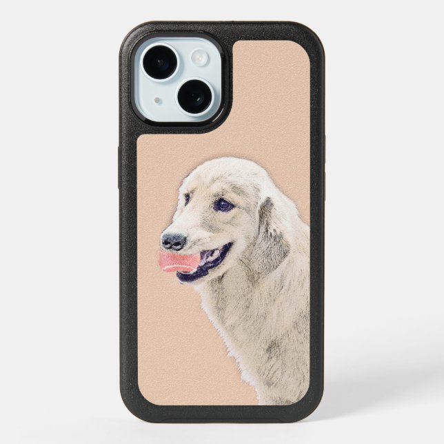 Golden Retriever with Tennis Ball Painting Dog Art iPhone 15 Case (Back)