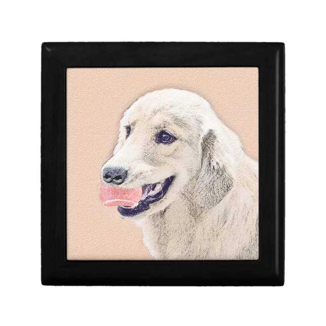Golden Retriever with Tennis Ball Painting Dog Art Jewelry Box (Front)