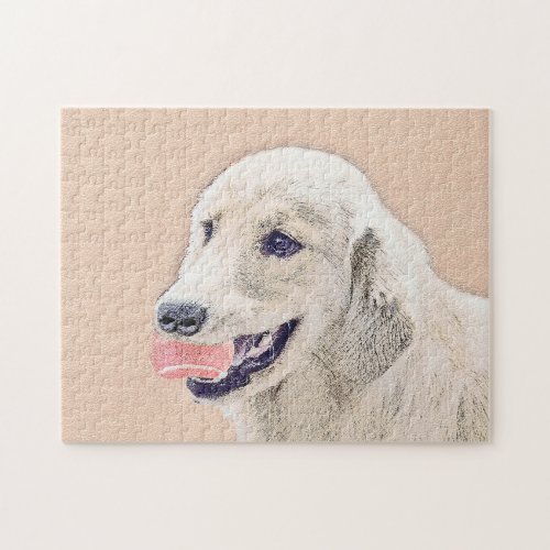 Golden Retriever with Tennis Ball Painting Dog Art Jigsaw Puzzle