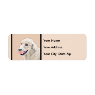 Golden Retriever with Tennis Ball Painting Dog Art Label