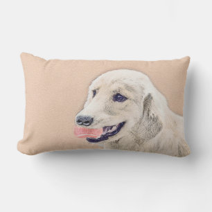 Golden Retriever with Tennis Ball Painting Dog Art Lumbar Pillow