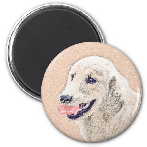 Golden Retriever with Tennis Ball Painting Dog Art Magnet