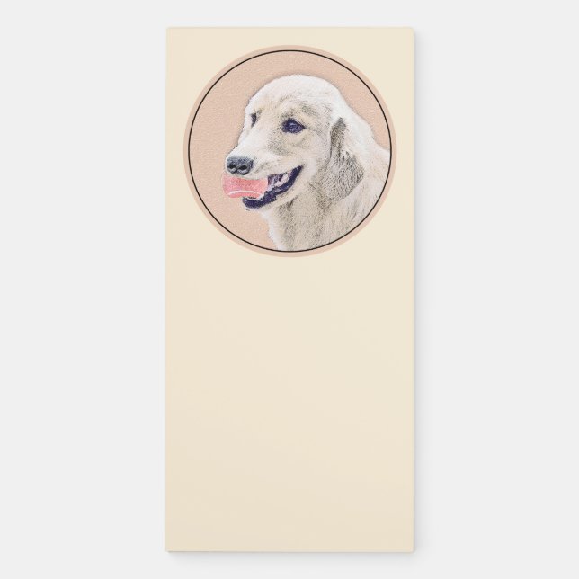 Golden Retriever with Tennis Ball Painting Dog Art Magnetic Notepad (Front)