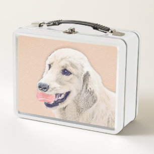 Golden Retriever with Tennis Ball Painting Dog Art Metal Lunch Box