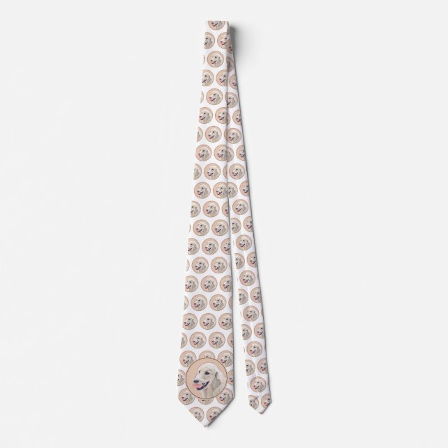 Golden Retriever with Tennis Ball Painting Dog Art Neck Tie (Front)