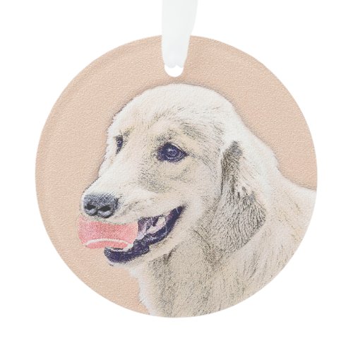 Golden Retriever with Tennis Ball Painting Dog Art Ornament