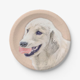 Golden Retriever with Tennis Ball Painting Dog Art Paper Plates