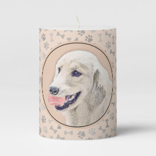 Golden Retriever with Tennis Ball Painting Dog Art Pillar Candle