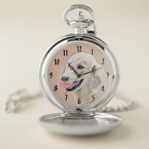 Golden Retriever with Tennis Ball Painting Dog Art Pocket Watch